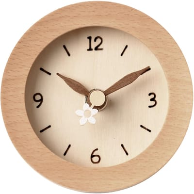 Horloge Ronde Silencieuse Bois Vanille Table x x Bois Salon Style Scandinave [Banana Kobo] Horloge/Horloge Murale, Silencieuse, 9.8 9.8 5cm, 150g, Légère,
