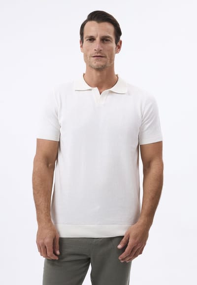 Felix Hardy Tricot Polo Shirt Korte Mouwen Heren Ecru - 2Xl
