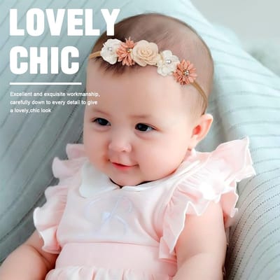 SnelShoppen - 3 Stuks Babyhaarbanden met Bloem, Zachte Elastische Hoofdbanden voor Baby's en Peuters, Haaraccessoires voor Meisjes, Perfect voor Feest