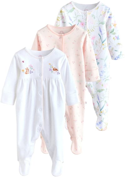 Next - Meisjes - Set van 3 babypyjama's met konijnenprint - Roze