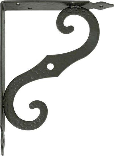 AMIG Plankdrager/steun/muurbeugel Barok - metaal - zwart - H150 x B115 mm - Tot 90 kg - boekenplank steunen