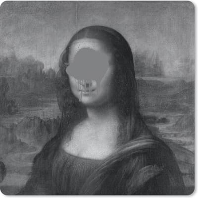 Muismat 20x20 cm - Mousepad Mona Lisa - Leonardo da Vinci - Zwart - Wit - Muismatten