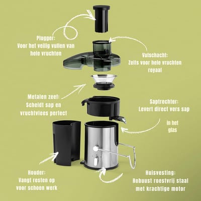 DYNA® Sapcentrifuges groenten en fruit - Sapcentrifuges - Slowjuicer - Zwart - ‎‎10cm x 10cm x 10cm