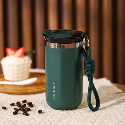 Tasse Portable à Double Boisson Isolée de Haut Niveau d'Apparence Tasse à Eau Accompagnant Étudiant Couple Tasse de Voyage Tasse à Café en Acier Inoxydable 350ml