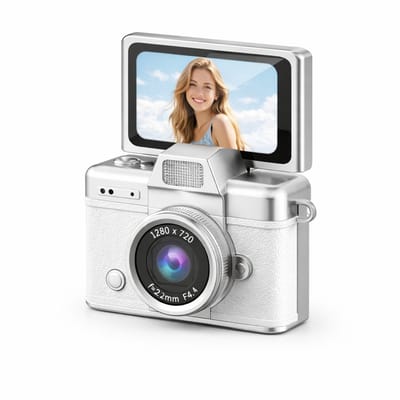Mini Digitale Camera - Palmformaat Camera met 180° Flip Selfie Scherm, Zaklamp, Filters & Sleutelhanger-Draagbare Compact Camera voor Foto & Video