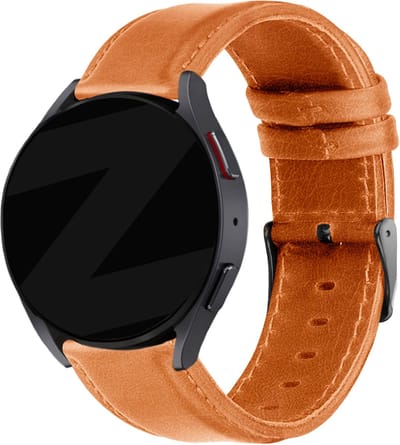 Bandz universeel 20mm lederen band "Classic" geschikt voor Samsung Galaxy Watch Active (2) / Watch 1 42mm / Watch 3 41mm / Watch 4 / Watch 5 - Pro / Watch 6 - Classic / Watch 7 (40 & 44mm) / Watch FE - leren bandje - bruin