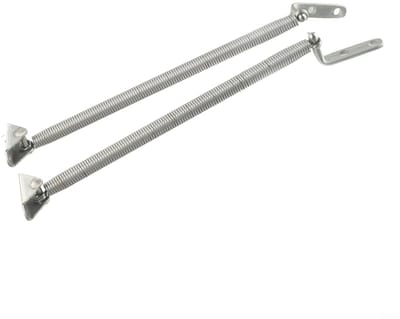 Dailygoods- Steunveren Verstelbaar - Roestvrij Staal - Set van 2 Stuks - Driehoek Armatuur - Geschikt voor Luikdeuren - 210mm Lengte - Luikveer