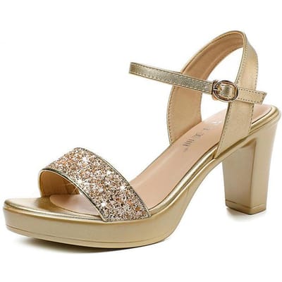 Grote Maten 34 -43 Pumps Voor Dames Zomerschoenen Blingbling Dames Jurk Hoge Hakken Dik Platform Vrouwen Sandalen Mode Feestschoenen 39 beige