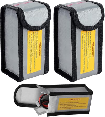 Accu Veiligheidstas - Batterij Bescherming - Veilig Opladen - Vuur Explosiebestendig - 64 x 50 x 125 mm - Zilver