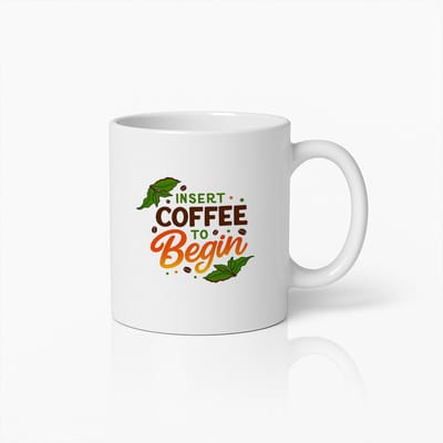 Grappige Koffiemok 330ml – "Koffie Invoeren om te Beginnen" Quote Beker – Humoristisch Cadeau voor Koffieliefhebbers, Kantoor & Ochtendroutine
