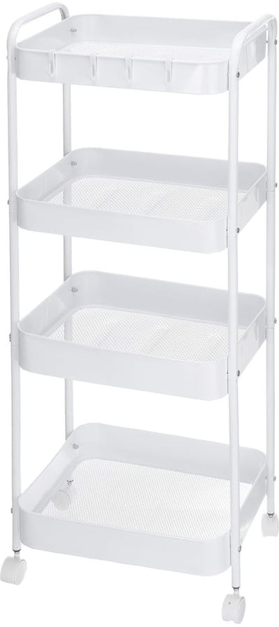Dailygoods - QUARKZMAN Smalle opbergwagen 4-traps smalle multifunctionele rolwagen met wielen badkamer trolley organizer kast voor kantoor keuken badkamer slaapkamer opslag wit