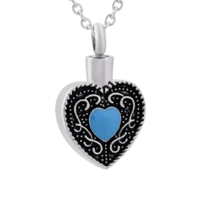 Aramat Jewels | Gedenkhangers | Keltisch hart as-hanger staal blauw emaille 3cm | | | |20mm | Staal | Volwassenen | Verkleurd niet