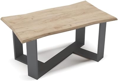 Salontafel Arne - Woonkamer Tafel - Centrale Ontmoetingsplek - Boomstamrand Design - 90x50 cm - Goud Eikenlook