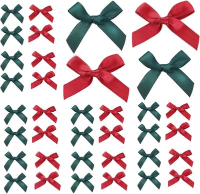 Set van 100 Mini Craft Bundels, 3.8 cm Strikken voor Naaien, Cadeauverpakking en Bruiloftdecoratie in Rood en Groen