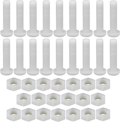20 Sets M8 x 50mm Nylon Hex Bolts met Ronde Pan Kop en Moeren voor Meubel DIY en Industrie, Duurzame Bevestigingsmaterialen