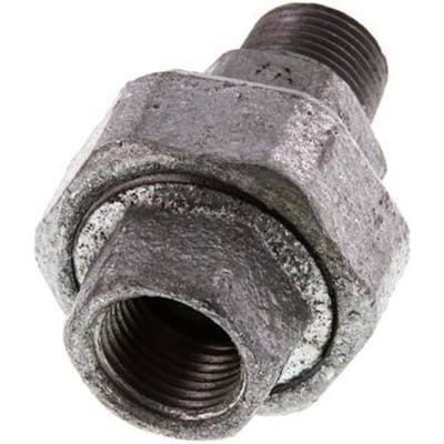 Rp 1/2'' x R 1/2'' F/M Verzinkt Gietijzeren Borstnippel 3-delig met Conische afdichting 25 Bar