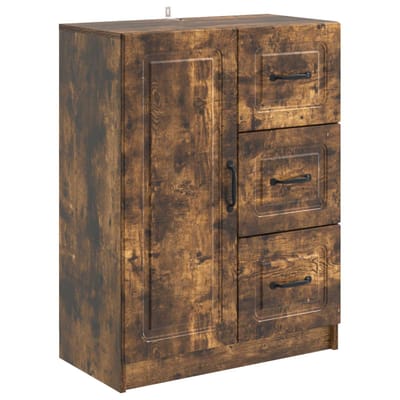 vidaXL - Dressoir - met - lade - Gerookt - eiken - 66 - x - 34,5 - x - 87 - cm - Bewerkt - hout