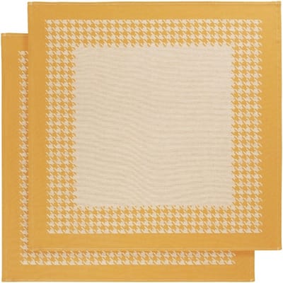 De Witte Lietaer Theedoek Pied de Poule, Oker - 2 stuks - 65 x 65 cm - Katoen