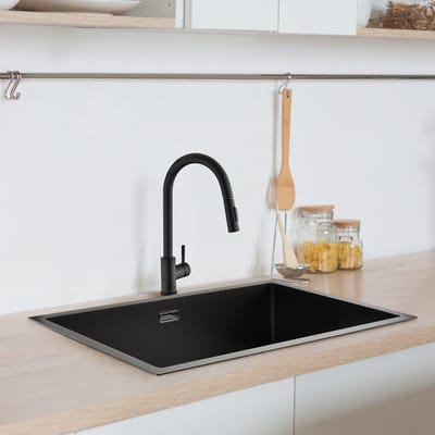 CECIPA max Spoelbak Antraciet 40x45CM - Spoelbak Keuken RVS - Geborstelde Spoelbakken Keuken - Spoelbak Met Waterafvoersysteem