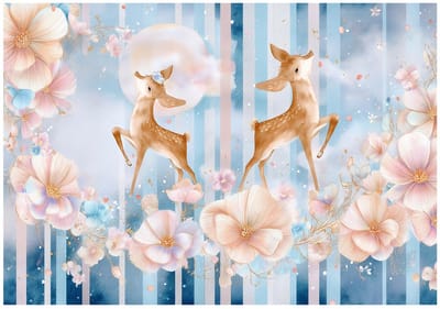WALLARENA - Fotobehang - 150x105 cm - fototapete voor meisjes met herten en bloemen voor de kinderkamer
