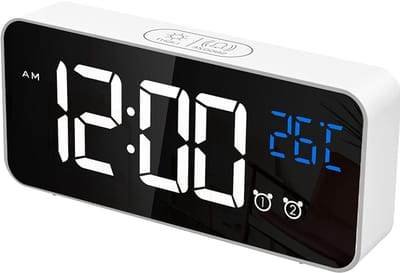 longziming -Oplaadbare LED Muziekwekker - Zilverkleurig - Grote Digitale Klok met USB, Instelbare Helderheid en Alarmvolume