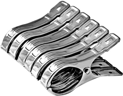 6 Stuks Rvs Wasknijpers 12cm - Stevige Clips voor Strandhanddoeken Badlakens Beddengoed en Dikke Kleding - Roestvrijstalen Klemmen voor Wasgoed en Tapijten
