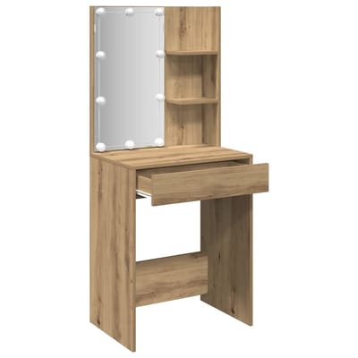 vidaXL - Kaptafel - met - LED-verlichting - 60x40x140 - cm - artisanaal - eikenkleur