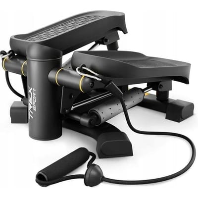 Trex Sport TX-070SP - Stepper - Twiz draaiend - Met weerstandsbanden - Home gym fitnessapparaat - Thuis sporten - Fitness Swing - Mini cardio home trainer - 150 kg - Zwart