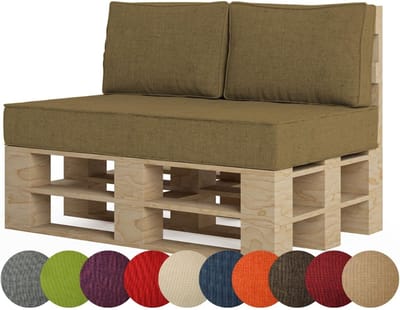 Palletkussen Set - Zitkussen Rugleuning - Buiten Zitten - Wasbaar en Duurzaam - 60x40x15 cm - Bruin