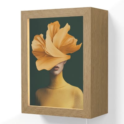 Wandlamp 15x20 cm - Oplaadbaar - Vrouw - Hoed - Geel - Wandlampen binnen woonkamer - Slaapkamer lamp met kabel - Decoratieve nachtlamp - Vloerlamp snoer