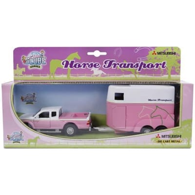 Kids Globe Die-cast Auto met Paardentrailer Roze, 1:32