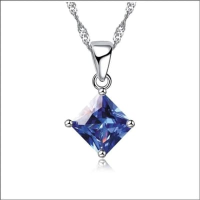 Aramat Jewels | Halskettingen | Ruitvormige Zirkonia Halsketting voor Dames | Donker Blauw | |1,5mm | Zilver | Volwassenen | Verkleurd niet