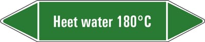 Heet water 180°C leidingmarkering op vel 179 x 37 mm - 5 per vel