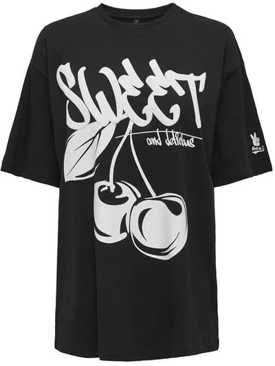 Only Cilla Life T-shirt Met Korte Mouwen Zwart XL Vrouw
