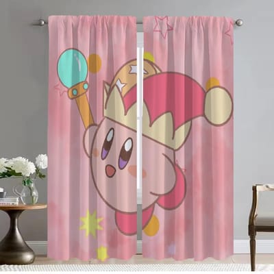 Kirby's Tule voor Slaapkamer Elegante Kamergordijnen 2 Stuks Shades Scheidingswand Home Interieurgordijnen Halloween Decoratie Gordijn W50xH70cmx2pcs-CL pink