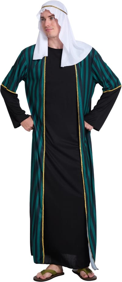 Joya Party® Arabische Sjeik Verkleedpak Heren | Oosterse Sheikh Kostuum Volwassenen | Arabier Verkleedpak | Lang Gewaad met Hoofddeksel | 1001 Nacht | Arabisch Kostuum Mannen Groen Zwart | Carnaval & Themafeest Outfit Man | Maat M/L