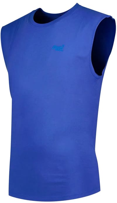 Superdry Essential Logo Unbrushed Mouwloos T-shirt Blauw S Man