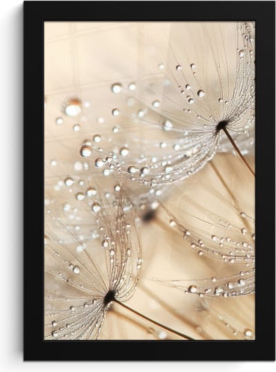 Poster in lijst - Fotolijst 20x30 cm - Posters - Paardenbloem - Abstract - Natuur - Beige - Posterlijst zwart - Decoratie - Wanddecoratie woonkamer - Muurdecoratie slaapkamer