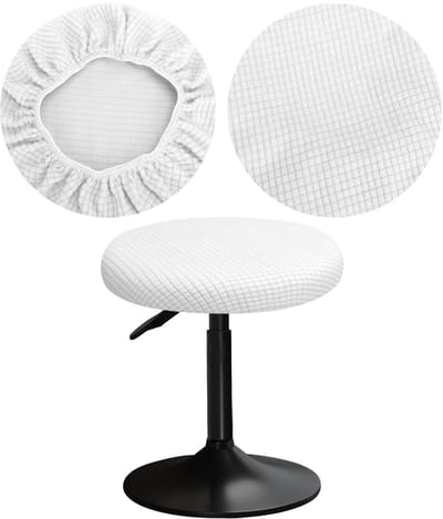 Rond 30-40 cm Barstoelhoezen Rond met pluche vierkanten, elastisch Zacht en comfortabel Zijn rijk van kleur en vervagen niet (1, Wit)
