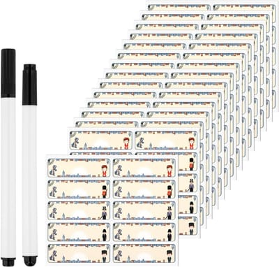 100 Stuks Waterdichte Kledinglabels met 2 Pennen, Handgeschreven Naamlabels voor Kleding, Tassen en Speelgoed Organisatie