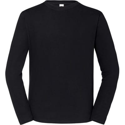 Fruit of the Loom Heren Iconic 195 Premium Ringspun Cotton T-shirt met lange mouwen (Zwart)