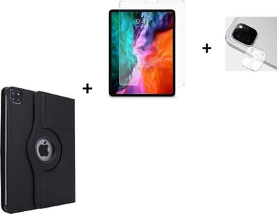 Geschikt voor iPad Pro 11 2021 Hoesje + iPad Pro 11 2021 Screenprotector + iPad Pro 11 2021 Camera Lens Protector - 11 inch - Tablet Cover Case Zwart + Screenprotector + Camera Lens Protector