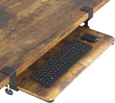 Uittrekbare Toetsenbordlade Onder Bureau - Ergonomisch en Ruimtebesparend, Vintage Bruin, 650 x 300mm