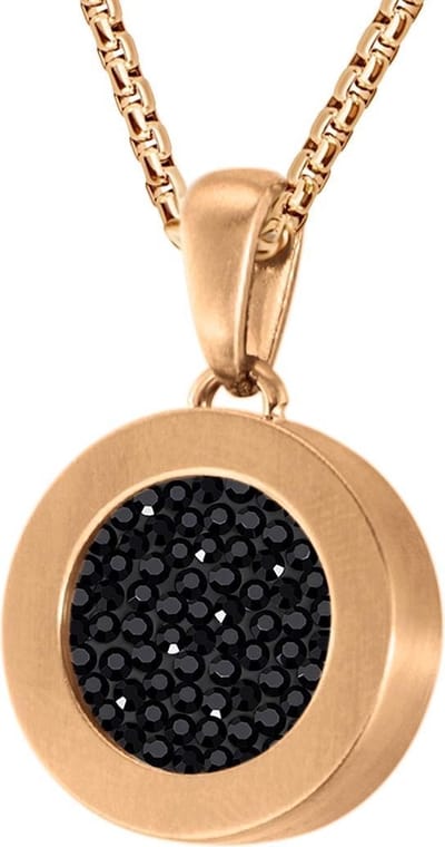 Quiges 12mm Mini Munt Hanger Rosékleurig RVS Mat met Zirkonia Zwart Munt en Box Ketting Ankerketting 42-46cm
