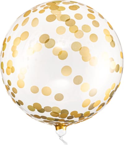 Partydeco - Folieballon ORBZ Clear met Gouden Stippen
