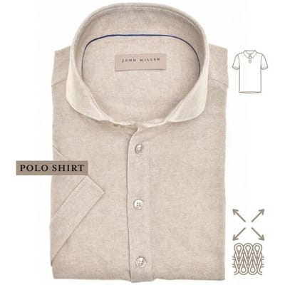 John Miller Polo Short Sleeve Faux-Uni Subtle Cotton Jersey Stretch Licht Bruin / male
