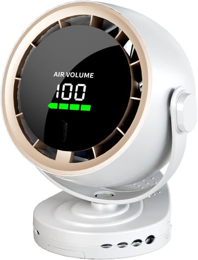 Ventilatoren-mini ventilator-Krachtige Tafelventilator met Turbo Airflow - 100 Snelheden - Oplaadbare USB Ventilator met LED Display - 10 Uur Batterij - Stille Bureauventilator voor Slaapkamer en Kantoor