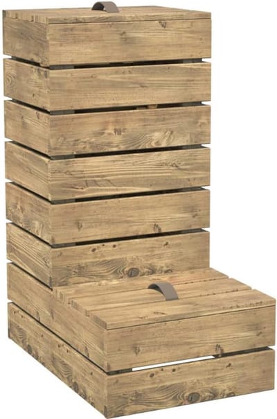 Houten compostbak met deksel en klep 40x60x81 cm