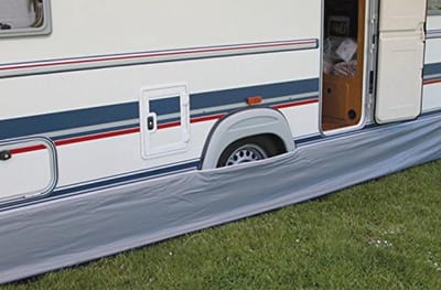Caravan tochtstrook - Grondstrip voortent - Tocht buiten houden - Stevig PVC-polyester - 400 x 60 cm - Lichtgrijs