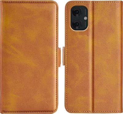 MobyDefend Hoesje - Geschikt voor Motorola Moto G55 - Luxe Wallet Book Case (Sluiting Zijkant) - Lichtbruin